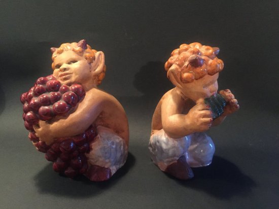 Pair of Small Ceramic Fauns. J. Christmas.