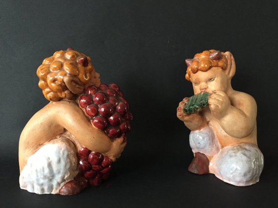 Pair of Small Ceramic Fauns. J. Christmas.