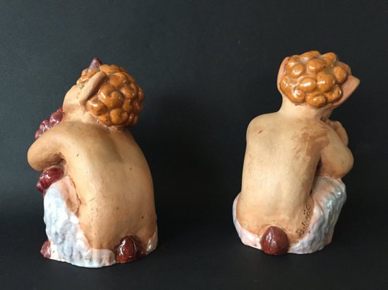 Pair of Small Ceramic Fauns. J. Christmas.