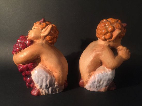 Pair of Small Ceramic Fauns. J. Christmas.