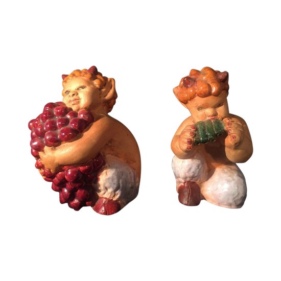 Pair of Small Ceramic Fauns. J. Christmas.