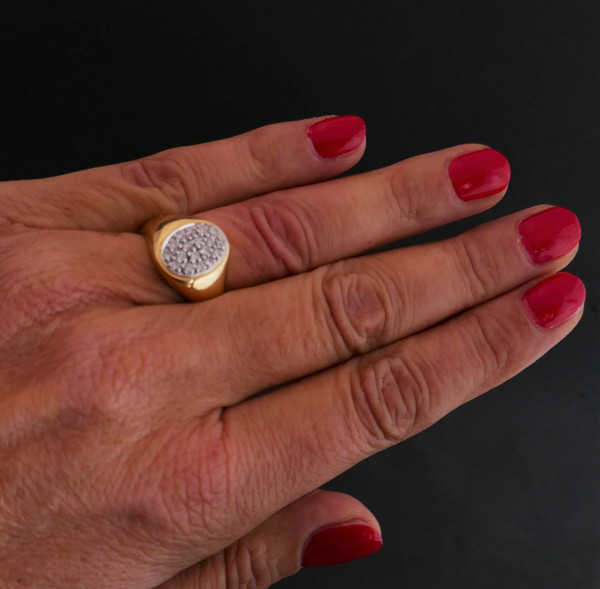 Diamant-Siegelring, 18 Karat Gelbgold.