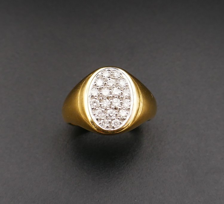 Diamant-Siegelring, 18 Karat Gelbgold.