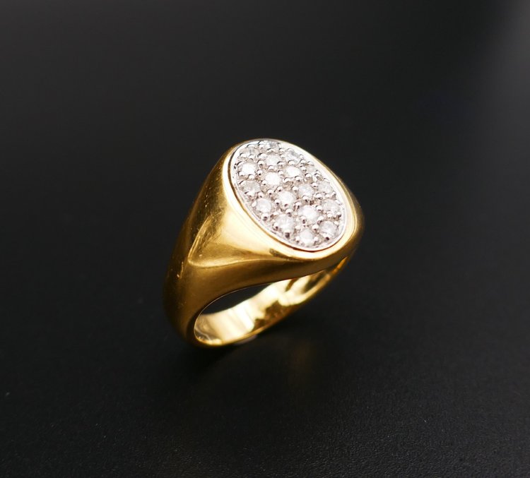 Diamant-Siegelring, 18 Karat Gelbgold.