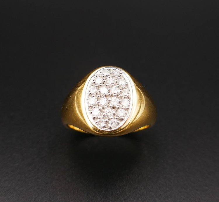 Diamant-Siegelring, 18 Karat Gelbgold.