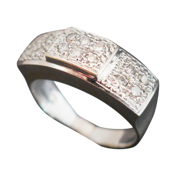 Bague Diamants, Or Blanc 18 Carats.