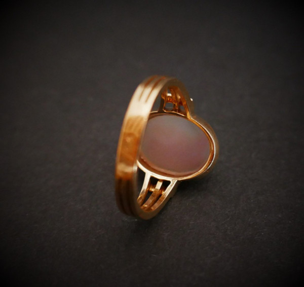 Bague Chevalière Camée, Or Rose 18 Carats.