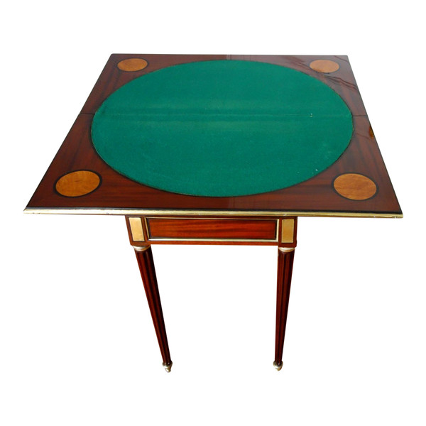 Louis XVI Period Game Table In Mahogany, Ebony And Lemon Tree, Late 18th Century