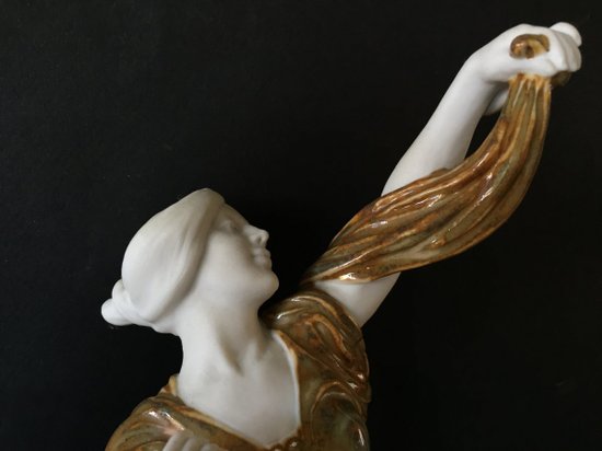 Art Nouveau ceramics. Glazed Stoneware and Biscuit. Dancer.