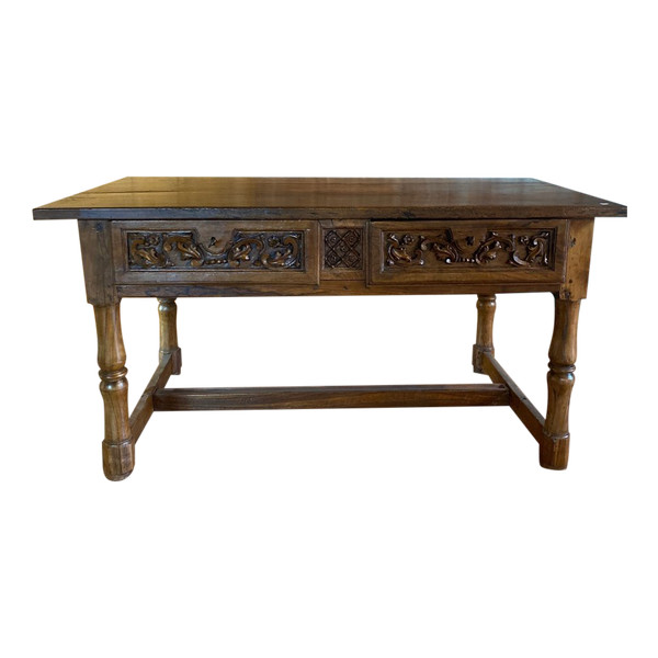 Louis XIV Spanish Desk Table 18th In Walnut