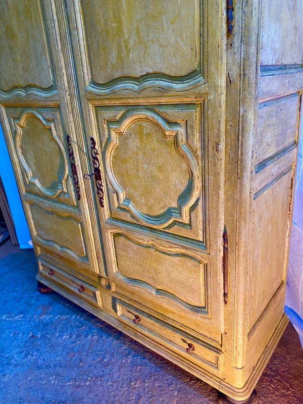 Armoire Lingère Patinée 18e 2 Portes 2 Tiroirs