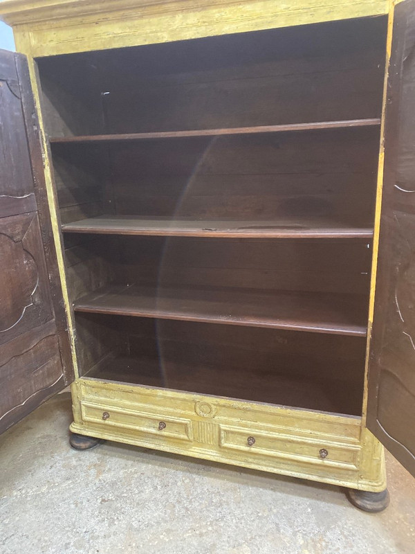 Armoire Lingère Patinée 18e 2 Portes 2 Tiroirs