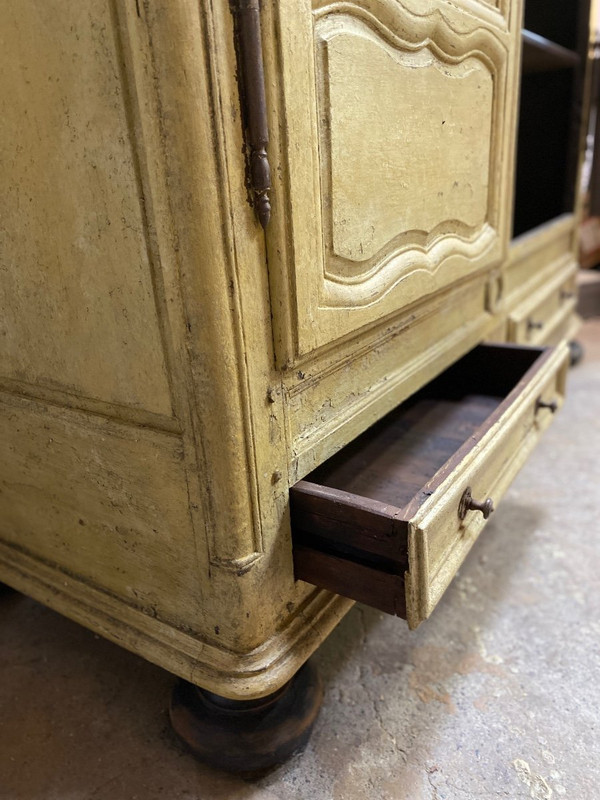 Armoire Lingère Patinée 18e 2 Portes 2 Tiroirs