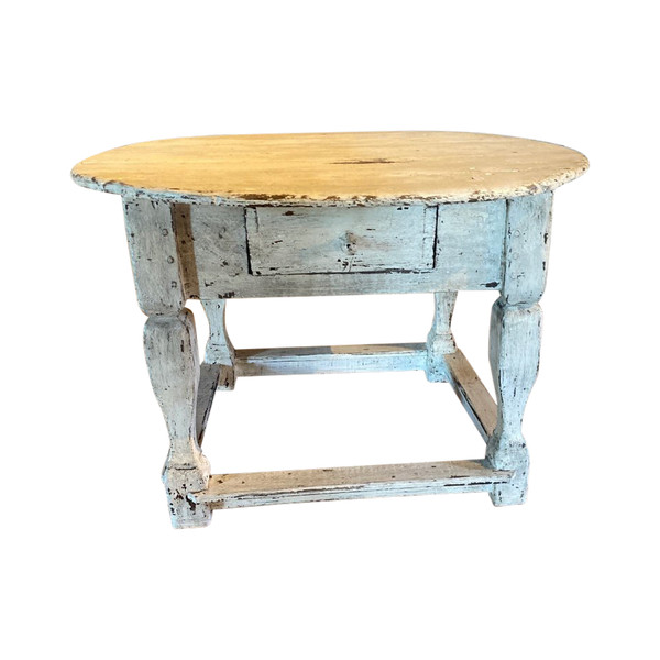 Scandinavian Oval Table 18th 1 Patinated Drawer