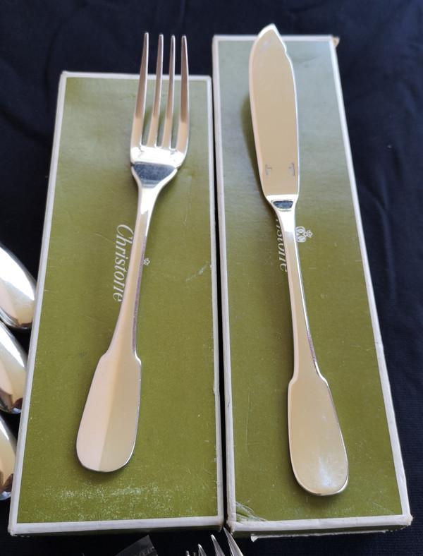 Cutlery model "CLUNY" in silver metal Christofle goldsmith (101 pieces)