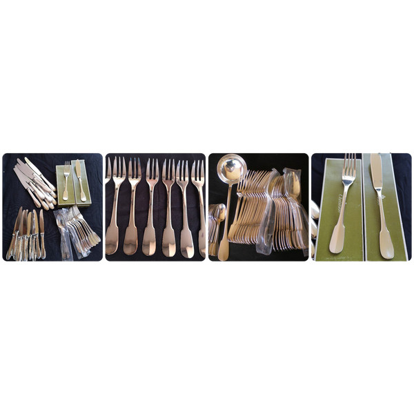 Cutlery model "CLUNY" in silver metal Christofle goldsmith (101 pieces)