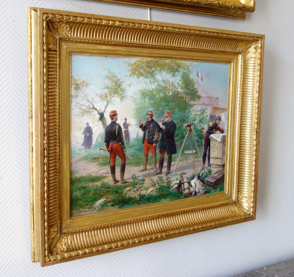Emile Brisset, Eine Depesche – Französische Generalstabsoffiziere im Feld – Öl auf Leinwand