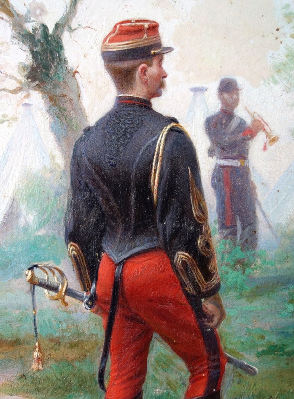 Emile Brisset, Eine Depesche – Französische Generalstabsoffiziere im Feld – Öl auf Leinwand
