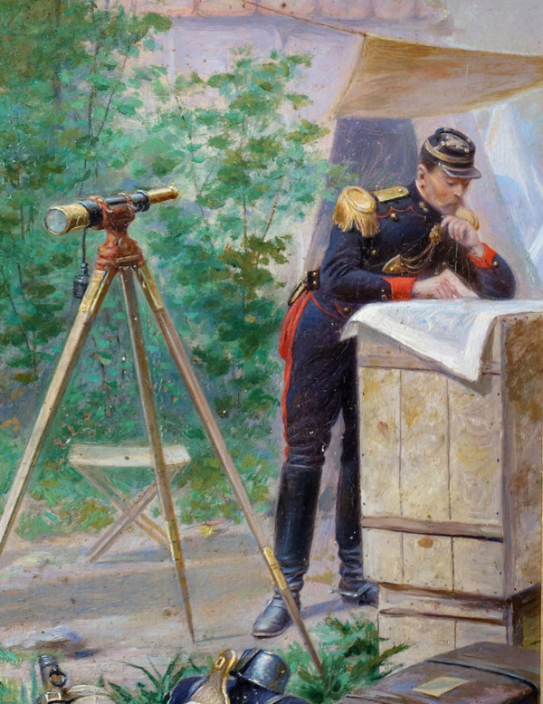 Emile Brisset, Eine Depesche – Französische Generalstabsoffiziere im Feld – Öl auf Leinwand