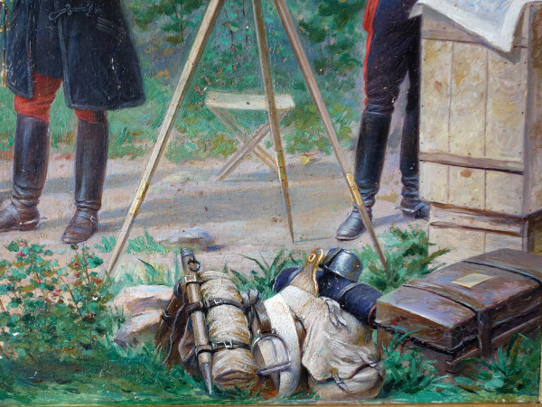 Emile Brisset, Eine Depesche – Französische Generalstabsoffiziere im Feld – Öl auf Leinwand