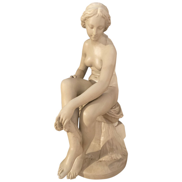 Statue La Baigneuse Assise Signée Falconet Datée 1764