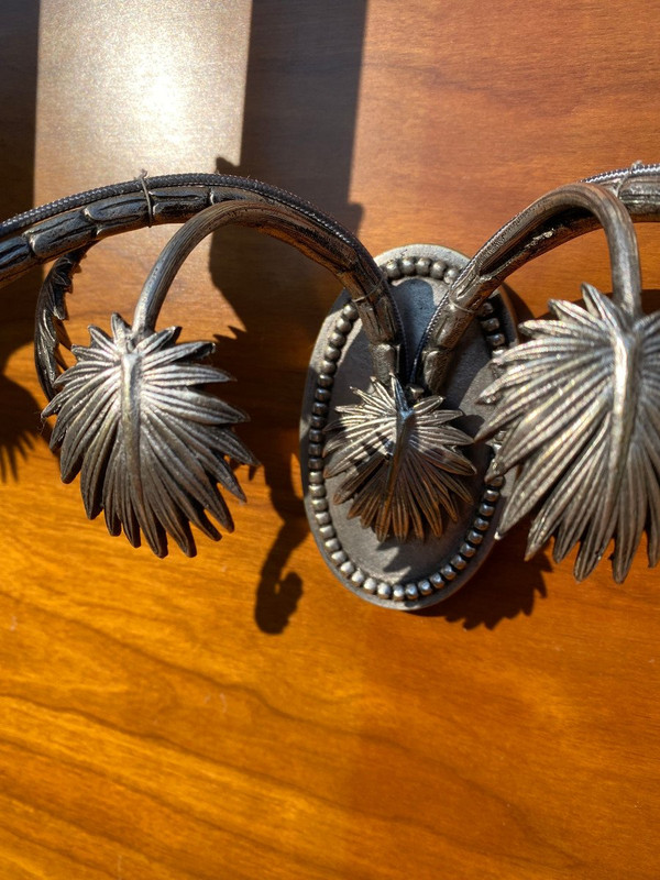 Suite De 4 Appliques Palmier En Bronze Argenté