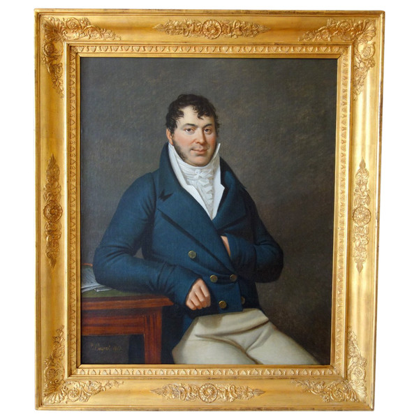 Edouard Pingret, Schüler Von David - Großes Männerporträt aus dem Kaiserreich 1813 - 103cm X 121cm