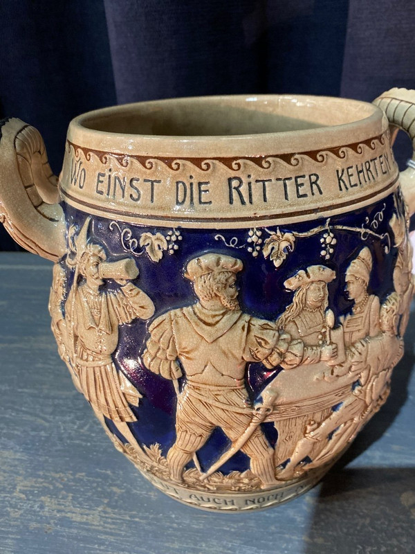 Vaso da vino di Colonia in ceramica tedesca smaltata della fine del XIX secolo