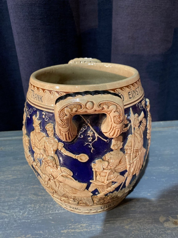 Vaso da vino di Colonia in ceramica tedesca smaltata della fine del XIX secolo
