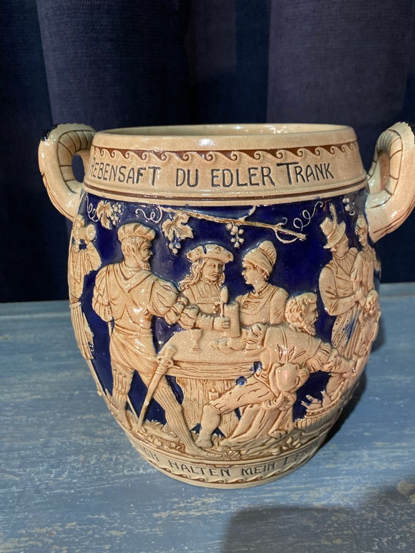 Vaso da vino di Colonia in ceramica tedesca smaltata della fine del XIX secolo