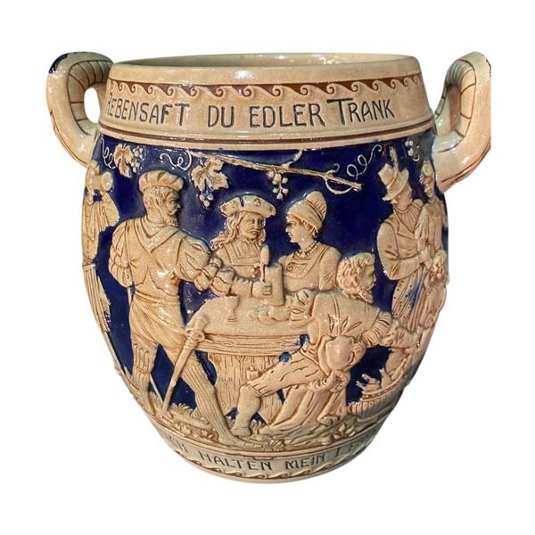 Vaso da vino di Colonia in ceramica tedesca smaltata della fine del XIX secolo