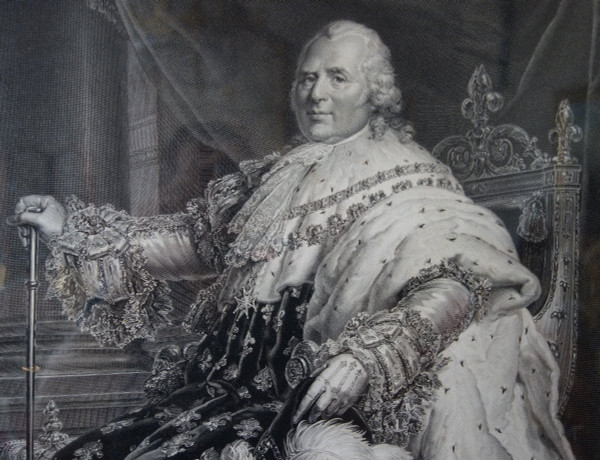 Grde Gravure Royaliste : Louis XVIII Roi De France En 1814 d'Après Gérard, 85,5 X 105 Cm