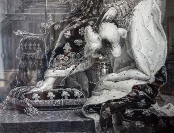 Grde Gravure Royaliste : Louis XVIII Roi De France En 1814 d'Après Gérard, 85,5 X 105 Cm