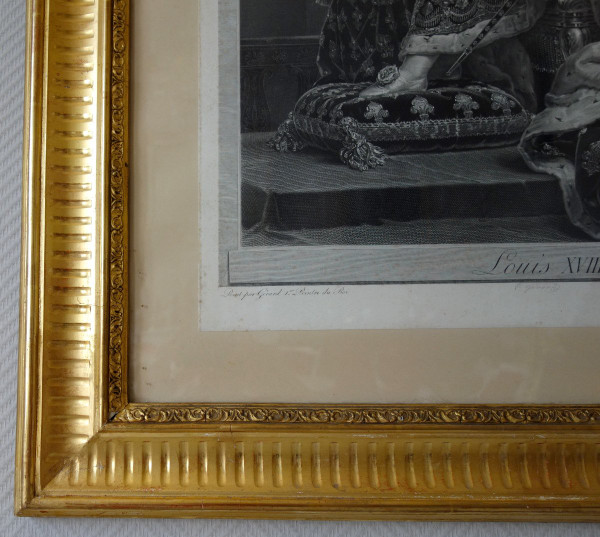 Grde Gravure Royaliste : Louis XVIII Roi De France En 1814 d'Après Gérard, 85,5 X 105 Cm