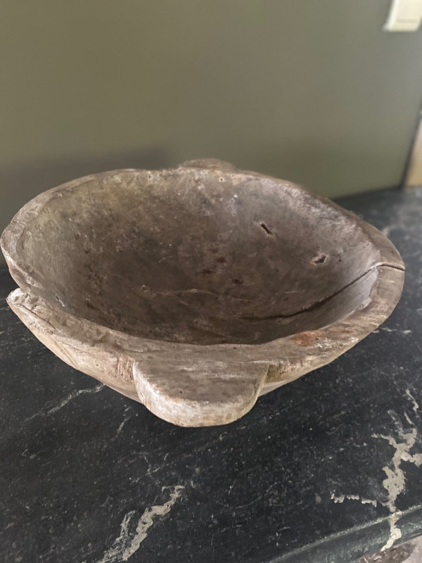 Antique Container Bowl In Grisaille Walnut 18th