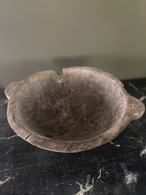 Antique Container Bowl In Grisaille Walnut 18th
