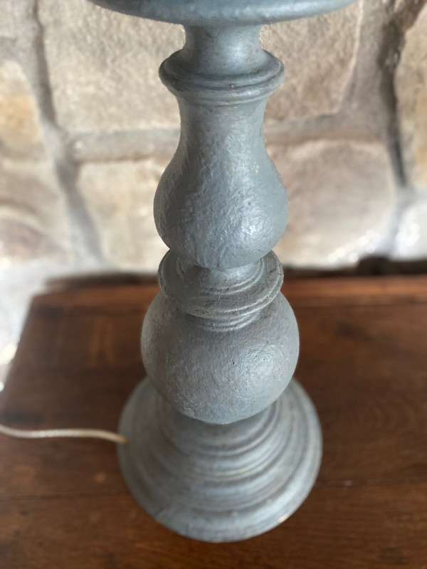 Lampe Patinée Très Joli Modèle,  Bleutée 19e Siècle