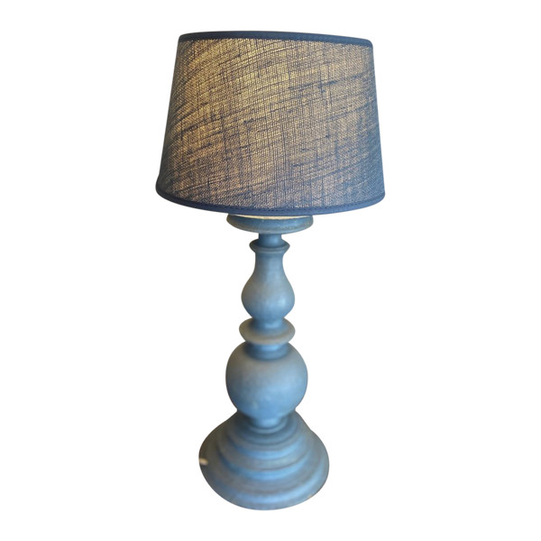 Very Nice Patinated Lamp, Blue 19th Century