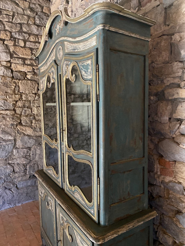 Buffet 2 Corps Vitré Cauchois Fin 18e Siècle Patine