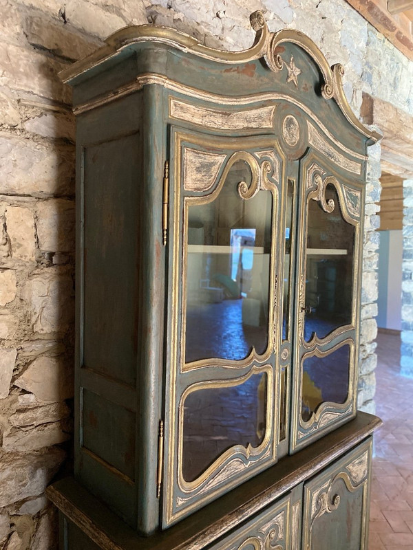 Buffet 2 Corps Vitré Cauchois Fin 18e Siècle Patine