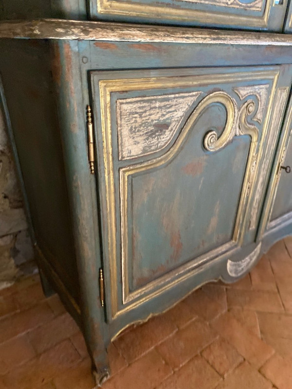 Buffet 2 Corps Vitré Cauchois Fin 18e Siècle Patine