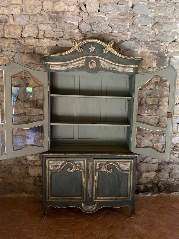 Buffet 2 Corps Vitré Cauchois Fin 18e Siècle Patine