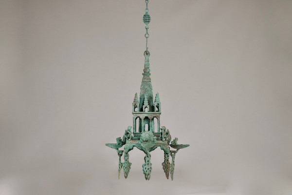 Lampada ad olio in bronzo Tempio Krishna Mandir