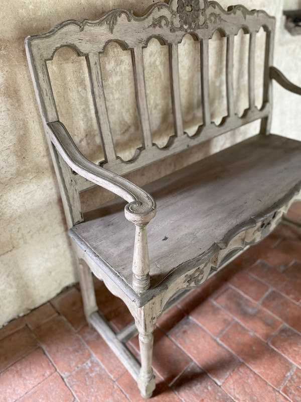 Liège Carved Bench 18th Century Polychrome