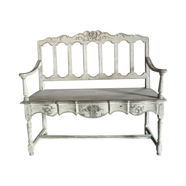 Liège Carved Bench 18th Century Polychrome