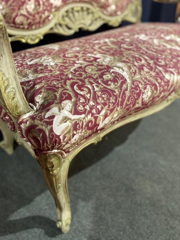 Louis XV Sofa 19th Century Patina With New Tapestries