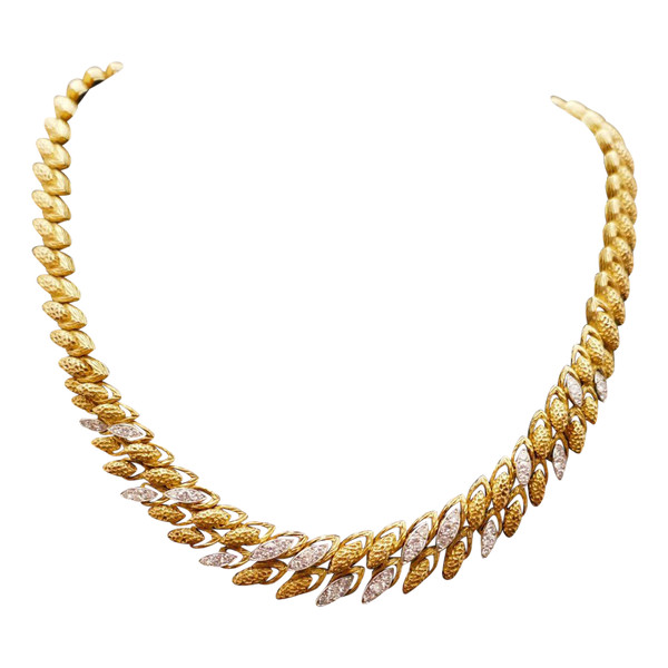 André VASSORT , Important Collier Diamants, Or Jaune Et Platine, Vers 1970.