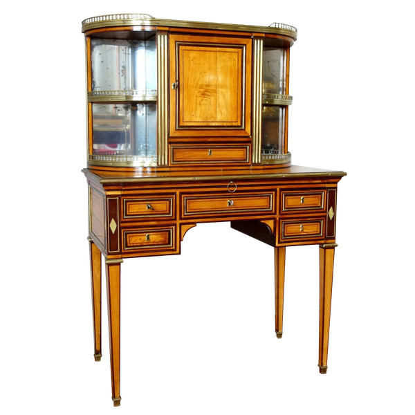 Louis XVI period Dame Dit Bonheur Du Jour desk, Lemonwood and Amaranth