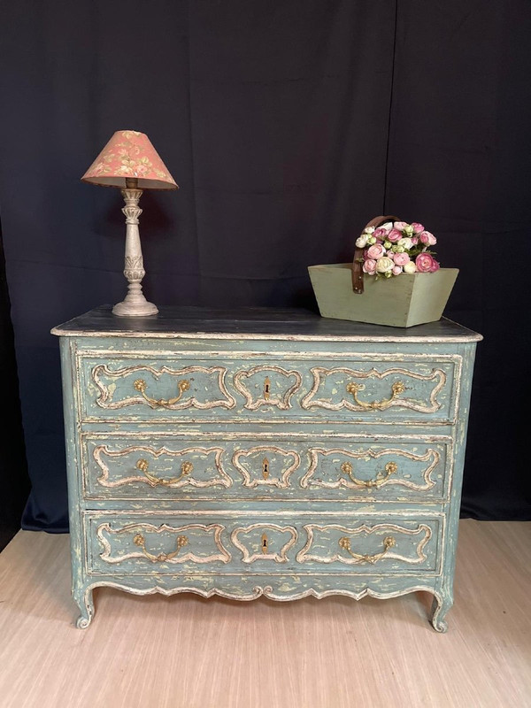 Commode Louis XV Patinée Datant 19e Siècle 3 Tiroirs