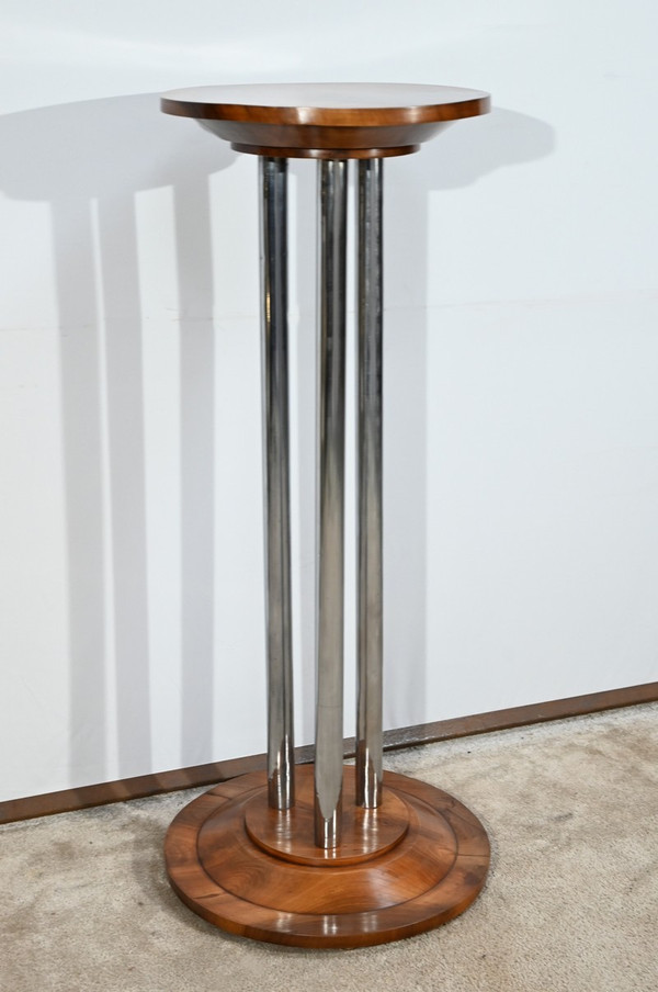 Bolster in Walnut and Chromed Metal, Art Deco – 1930